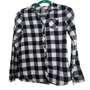 Faded Glory black and white flannel girls shirt.  Size 10-12